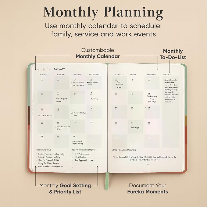 2026 Planner, Daily Journal & Gratitude Journal All-In-One with To Do List, Self Care Prompts & Habit Tracker - 7 x 10 - Morning