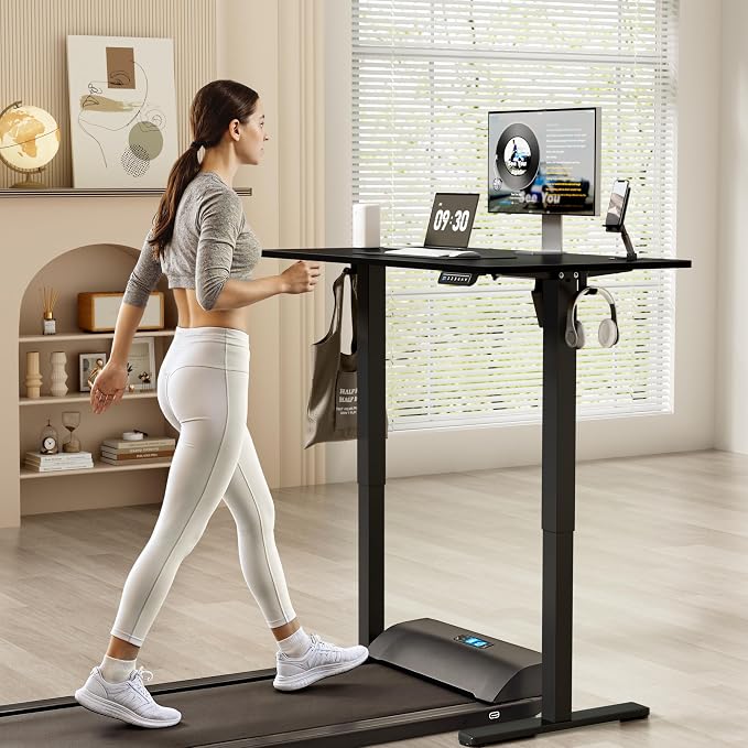 YESHOMY Height Adjustable Electric Standing Desk, 46 x 24 Inches Memory Home Office Sit Stand up Desk with Phone Holder and USB Charging Port, Black