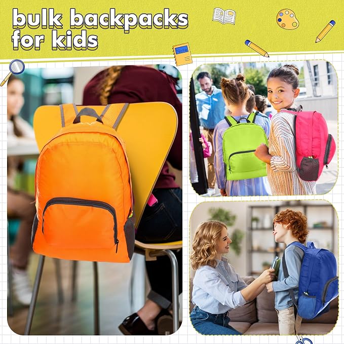 AmazingSpark 24 Set Backpacks Bulk with School Supplies Pencil Pouch Ruler Back Pack Basic Backpack Back to School Supplies Donate Set