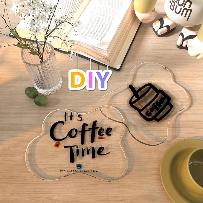 2Pcs Cute Clear Cloud Acrylic Drink Coasters for Desk | Minimal Modern Desk Decor, Office Bar Kitchen Outdoor, Heatproof Coasters for DIY Creative Gift