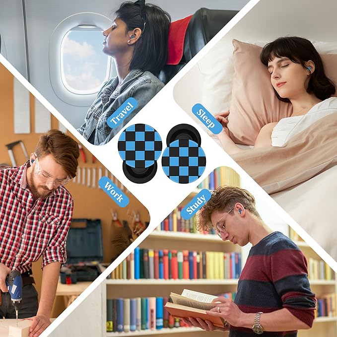 Ear Plugs for Sleeping, Silicone Ear Plugs for Noise Cancelling, Soft Reusable Ear Plugs Noise Reduction 33dB-38dB for Sleep, Block Snoring, Work, Noise Sensitivity, Study