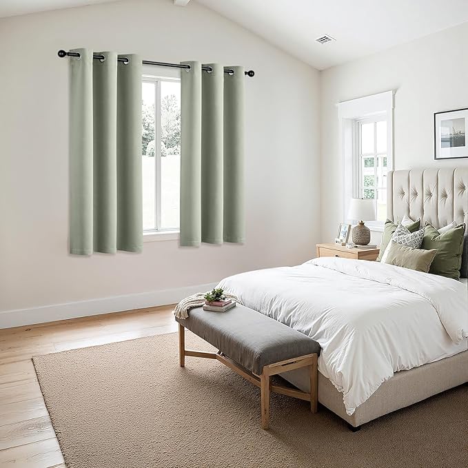 MIULEE Blackout Curtains for Bedroom Living Room 2 Panels, Thermal Insulated Room Darkening Drapes Grommet Noise Reducing Light Blocking Window Treatments 50 Inches Long 40x50 Inch Sage Green