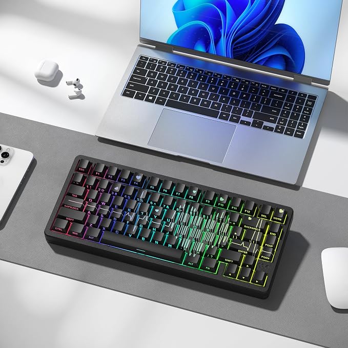Cherry Profile Custom Keycaps, Heart Design PBT Keycap Set with Dye Sublimation, Side Printed Key Caps Suitable for Cherry Gateron MX Switches Mechanical Keyboard & 130 pcs - Black