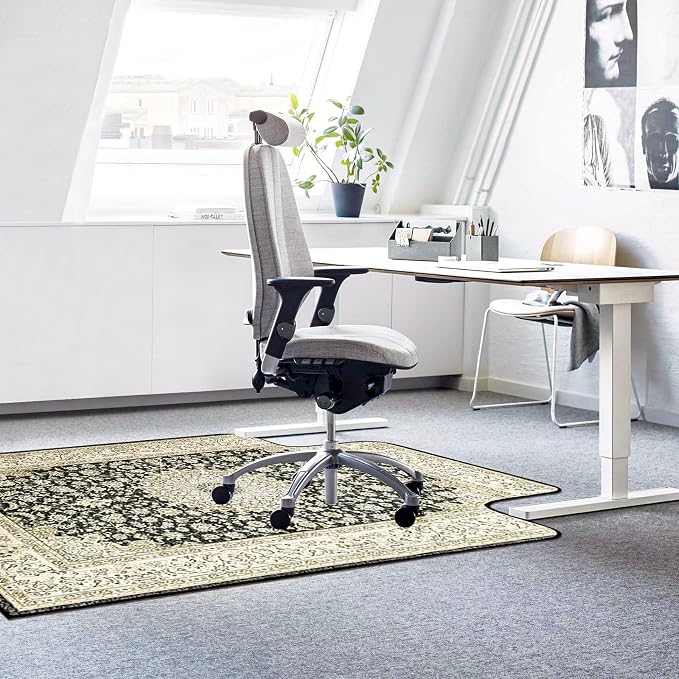 46" X 60" Office Chair Mat for Hardwood and Tile Floors, Under Desk Chair Mat for Carpet Protector Rolling Computer Chairs, Machine Washable Non-Slip Area Rug, Black