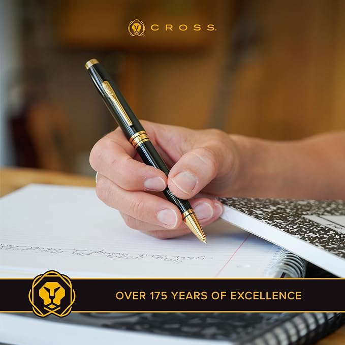 Cross Coventry Black Lacquer with Gold-Tone Ballpoint Pen - Refillable Pen for Smooth Writing - Professional, Elegant Accessory - Black Ink - Long-Lasting Use - Desk Essential - Gift-Ready