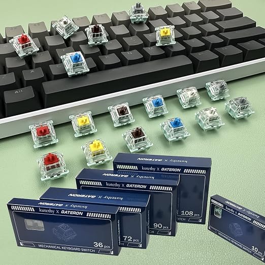 Zjmehty Gateron Jade Series Dual-Stage Spring Pre Lubed Switches Yellow V3 Pro,3-Pin 55gf Linear/RGB/LED Switches for Mechanical Keyboard(Yellow,108pcs)