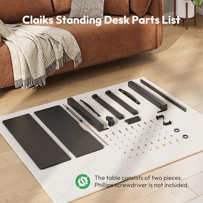 32 x 24 Inch Height Adjustable Standing Desk, 3 Presets, Black | 32 x 24 in Desktop, 28.3–46.5 in Height, 2+3 Controls, ≤45 dB, 154 lb Capacity, 2 Hooks