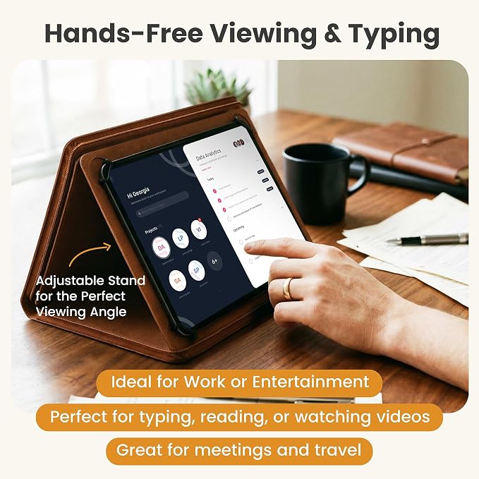 KHOMO Universal Padfolio Case – Tablet Portfolio Organizer with Notepad Holder – Compatible with iPad 10th/11th Gen, iPad Pro 11, iPad 7/8/9 (10.2", 10.9", 9.7")