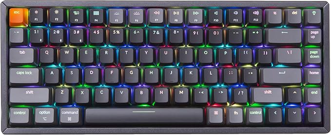 Keychron K2 Wireless Mechanical Keyboard, 75% Layout 84 Key Bluetooth/USB-C Wired Compact RGB Backlit Anti Ghosting/N-Key Rollover, Gateron G Pro Brown Switch Aluminum Frame for Mac Windows, Version 2