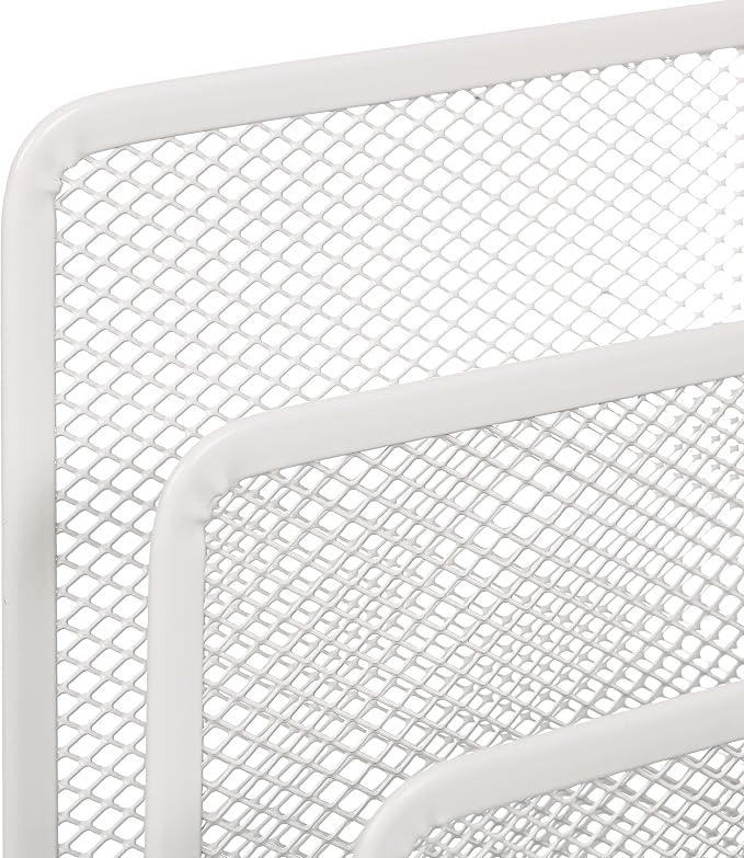 Relaxdays Desk Organiser Set, 100% steel, White, 8.5 x 26.5 x 33.5 cm