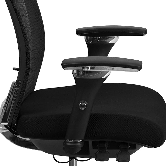Flash Furniture HERCULES Series 24/7 Intensive Use 300 lb. Rated Black Mesh Multifunction Ergonomic Office Chair with Seat Slider