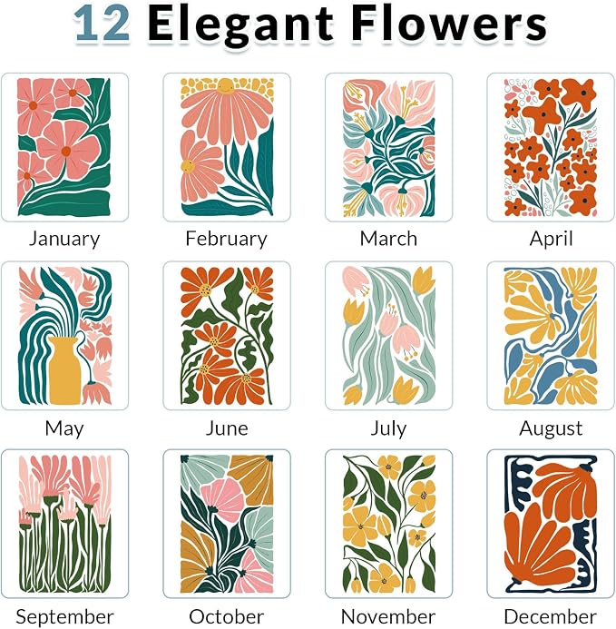 KONVINIT Small Desk Calendar 2025-2027, Flower 2026 Desk Calendar - Runs From July 2025 Until June 2027-6.3" x 3.1", 24 Months Small Calendar for School, Home and Office Supplies