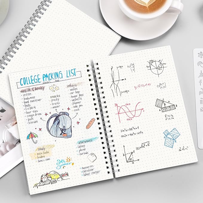 RETTACY Dotted Journal Notebook, 3-Pack, 160 Pages per Pack, A5 Medium Size (5.7'' × 8.3''), 100 GSM Thick Paper, Spiral-bound, Flexible Plastic Cover, for Journaling, Planning, Tracking