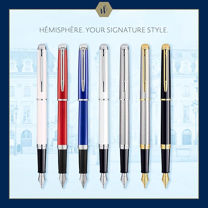 Waterman Hemisphere Essential Matte Black Chrome Trim Medium Point Fountain Pen - S0920830