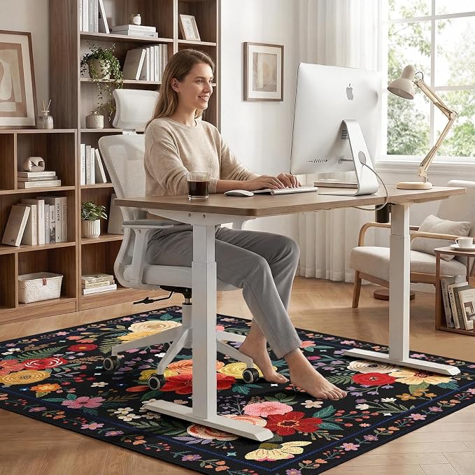 36" x 48" Office Chair Mat for Hardwood & Tile Floors, Desk Chair Mat Under Desk Floor Protector for Rolling Computer Chairs, Non-Slip Low Pile Area Rug for Home Office(Black)