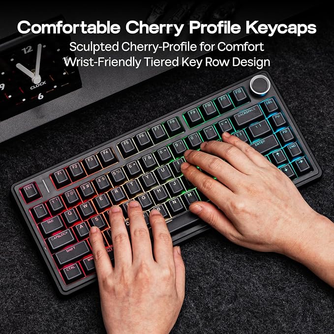 EPOMAKER Glintrix PBT Shine Through Keycaps, Arris & Keys Backlit, Double Shot, Cherry Profile, 60/75/96/Full Size, Custom Keyboard Keycaps Set for Mechanical Gaming Keyboard (Black)
