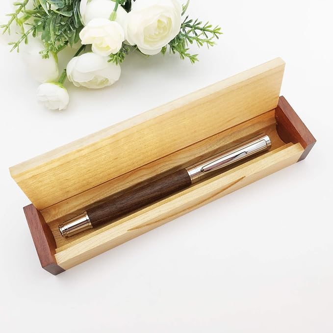 LACHIEVA LUX Elegant Walnut Rollerball Pen Set - Premium Wooden Pen with German Schneider Refill, Luxury Writing Instrument for Men & Women, Executive Gift for Office & Business (Walnut)