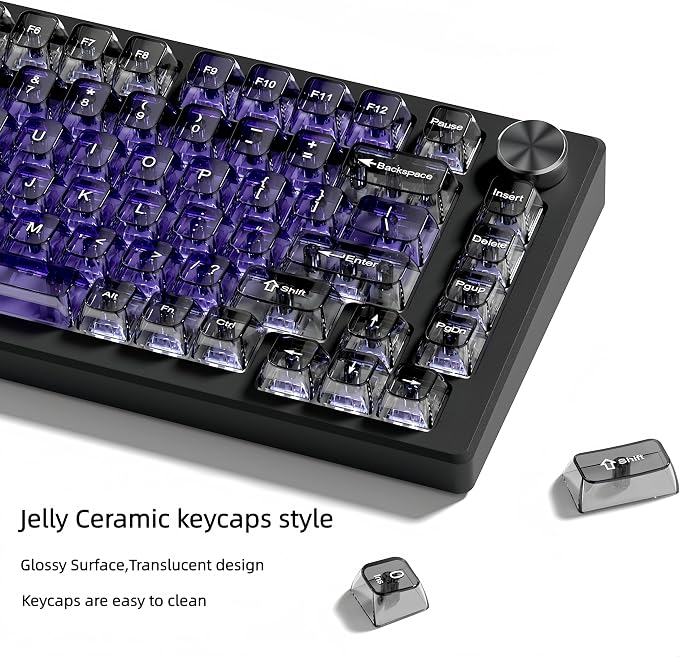 dagaladoo Clear keycaps,Transparent Keyboard keycaps,Jelly Key caps Set,Shine Through keycap,MDA Profile Keyboard caps for Mx Switches Mechanical Keyboard (Purple and Grey)