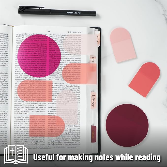 Mr. Pen- Transparent Sticky Notes with Pen, 150 Sheets, Desert Rose, Bible Sticky Notes for Books
