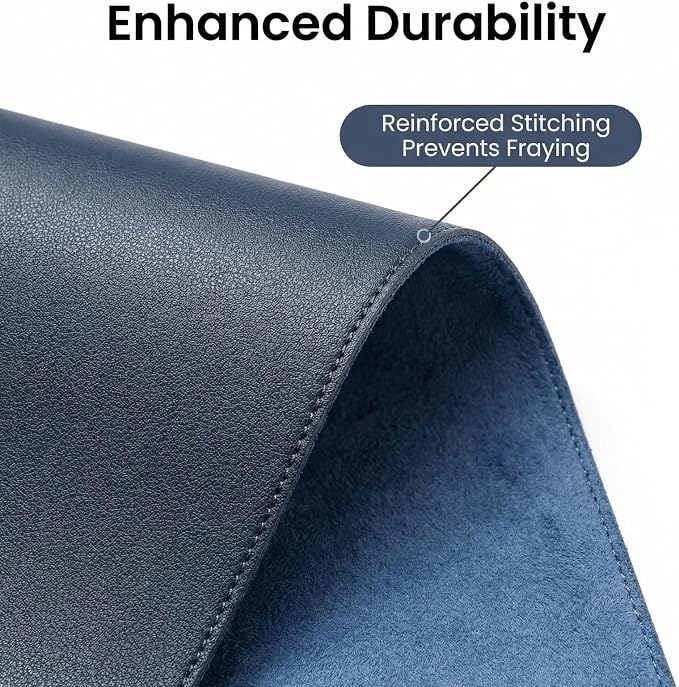 Desk Pad Blotter,PIPRE 11.03x23.64 in PU Leather Mouse Pad,Waterproof Non-Slip Writing Desktop Protector Mat,Office Desk Accessory,Dark Blue
