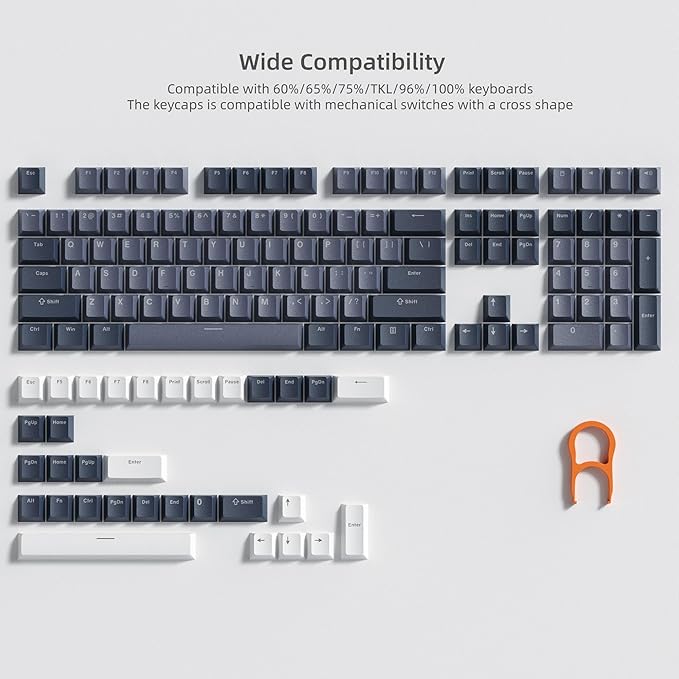 Womier Shine Through Keycaps - PBT Keycaps for Mechanical Keyboard 60% 75% 96% 100% Percent, Cherry Profile Key caps Universal Compatiability for Cherry Gateron MX Switches Keyboard-Gray