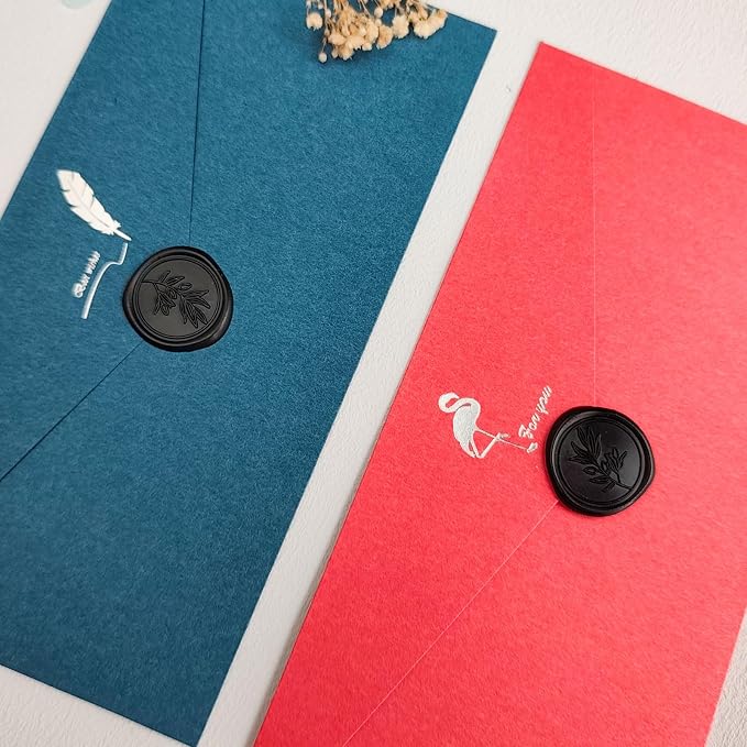 50Pcs Black Self-Adhesive Wax Seal Stickers - Wax Seal Perfect for Wedding Invitation or Envelope Good Adhesion and Easy to Use, Wedding Invitation Accessories