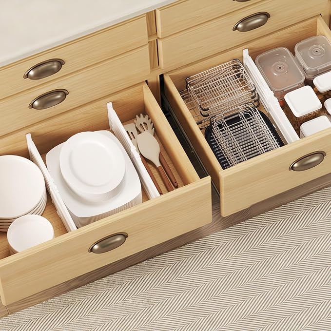 Lifewit 6" Tall 12 Pack Drawer Dividers, 11.5"-18.5" Adjustable Deep Drawer Organizer Clothes, Expandable White Plastic Separators for Dresser, Kitchen, Cabinet, Closet, Office Organization & Storage