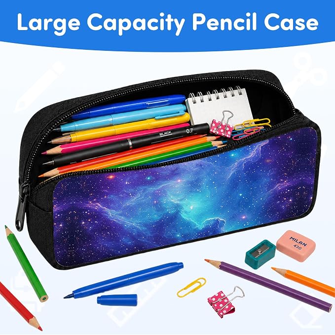 3PCS Galaxy Print Backpack for Boys Girls Teens, School Backpack with Lunch Box Pencil Case for Elementary Middle High Students, 17 Inch Lightweight Bookpack 3 in 1 Set Back to Shool Gifts for Kids