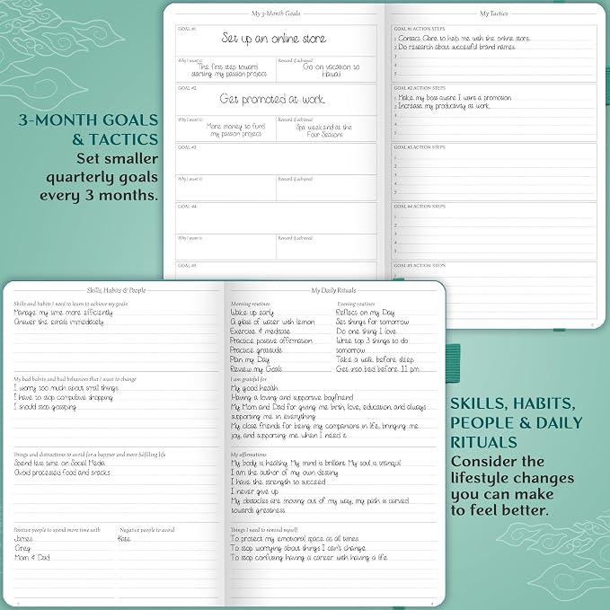 Legend Planner Daily for 3 Months – Undated Monthly Weekly & Daily Planner to Hit Goals. Organizer & Productivity Journal, A5 (Viridian Green)