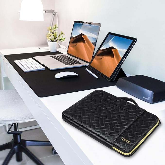 Lacdo 360° Protective Laptop Sleeve Case for 14 inch New MacBook Pro M5 Pro/Max A3426 A3427 (2026), M5/M4/M3/M2/M1 A3434 A3112 A3401 A3185 A2918, 13.8 inch Surface Laptop Computer Bag, Elegant Black