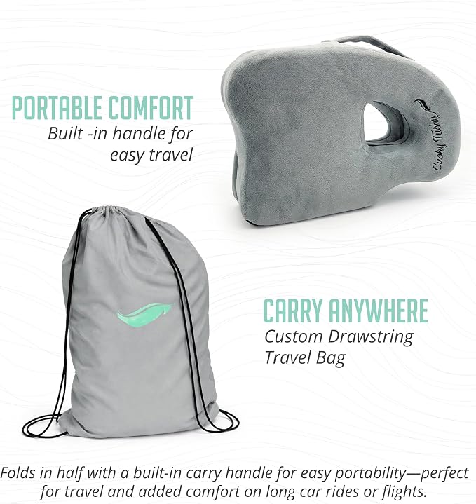 Cushy Tushy Premium Foldable Piriformis Seat Cushion - Piriformis Pain and Sciatic Pain Relief Cushion - for Home & Office Use, Perfect for Travel or Driving