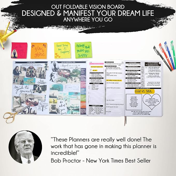 90-Day Goal Planner with Daily Journal, Gratitude & Habit Tracker | Daily Planner, Productivity, Time blocking, Manifestation & Affirmations with Vision Board, Gratitude Journal for Women & Men