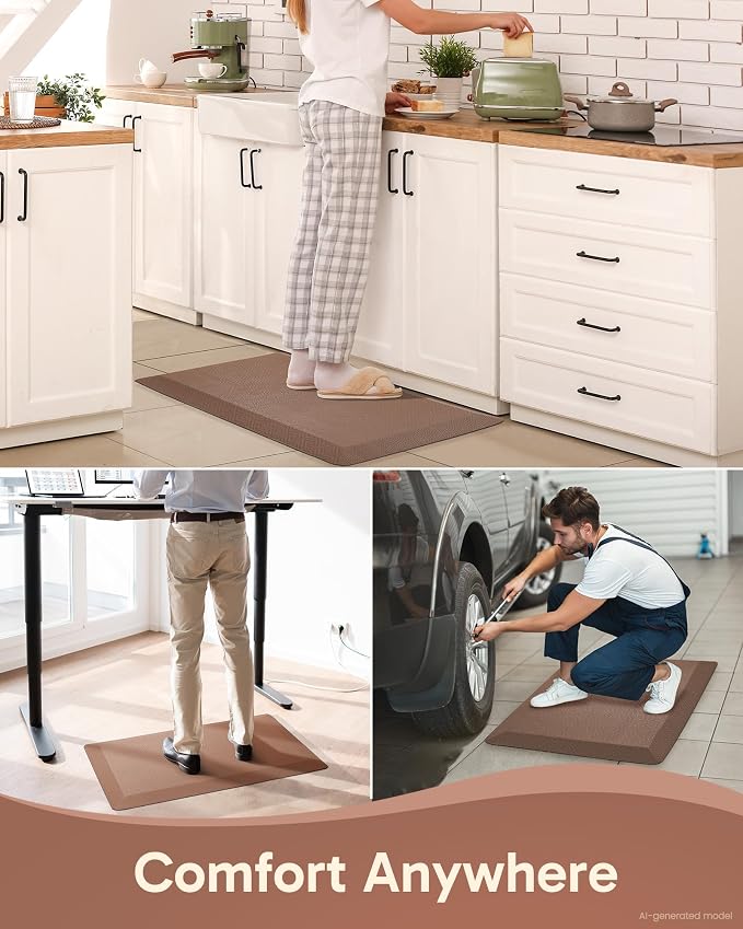 Ophanie Kitchen Mats for Floor, 1/2 Inch Thick, 20x32 Anti Fatigue Cushioned Mat,Kitchen Rugs,Waterproof,Comfort Ergonomic Standing Mat for Office,Home,Sink with 99+ Pairs of Anti-Slip Bottom Ridges