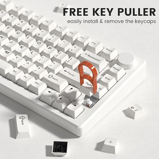 dagaladoo Double Shot PBT keycaps Set, Retro Milky White Keyboard caps,Cherry Profile Keycaps 60 65 75 100 Percent, Custom keycaps for Mechanical Keyboard Gaming(61/64/68/84/87/100/104/108)