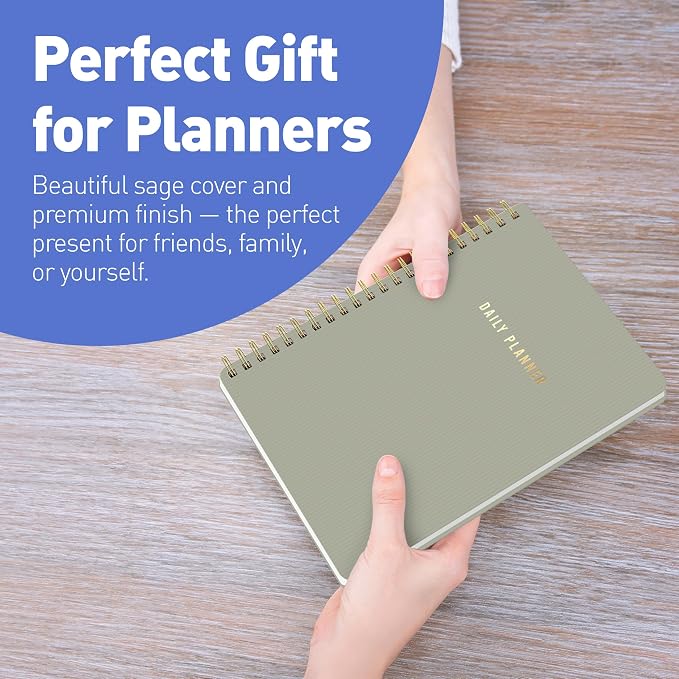 Sweetzer & Orange Daily Planner Notebook – Undated Two-Page Daily Layout with Hourly Schedule, To-Do List, Priorities, and Notes – 6.5" x 9.5" Spiral Bound Productivity Organizer – 160 Pages