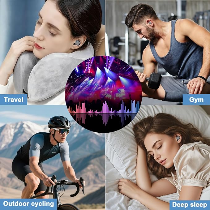 Reusable Silicone Ear Plugs, 41dB NRR Noise Cancelling Earplugs, Washable Soft Noise Reduction Earplugs with Portable Case for Sleeping Snoring Travel Work Study(Black)