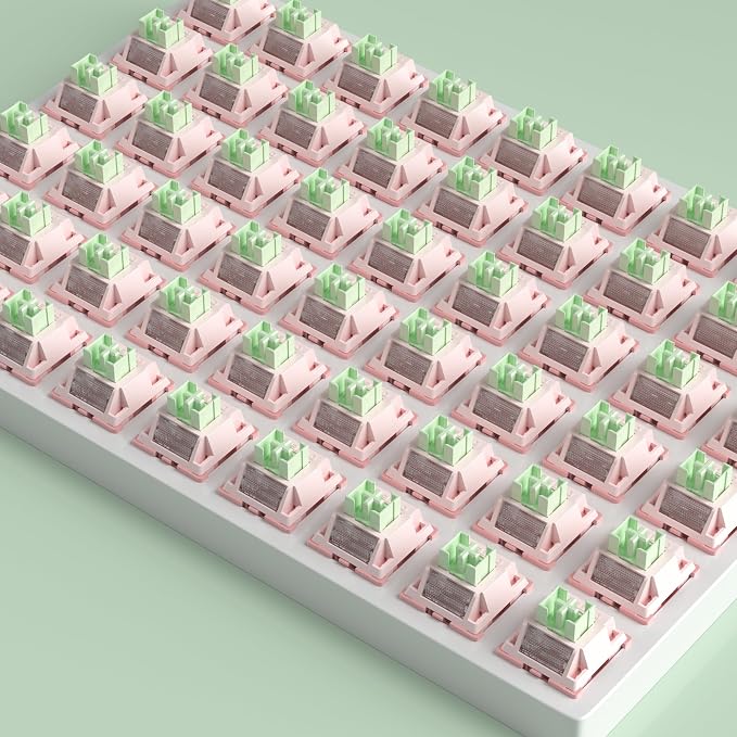 Zjmehty Outemu (Gaote) White Peach Silent Switches, 40gf Actuation Force, pre-Lubricated, dust-Proof Linear switches, Compatible with MX Mechanical Keyboards (72pcs)