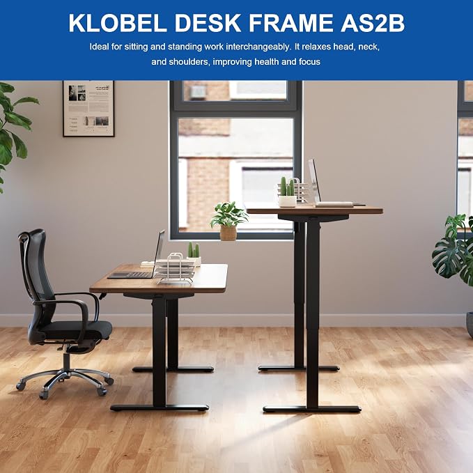 Standing Desk Frame Dual Motor, Electric Adjustable Legs Compatible Desktop Size 39″-71″, 264 lbs Weight Capacity, Sedentary Reminder Stand Up Desk Frame Workstation, Black Frame Only