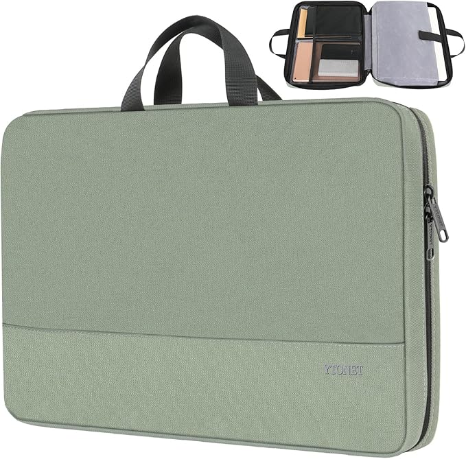Ytonet Laptop Sleeve 15.6 Inch, Slim Water Resistant Laptop Cover Case with Handle Computer Cases for Travel, Office, Meetings, and Daily Use, Compatible with Lenovo HP Dell Asus, Avocado Green