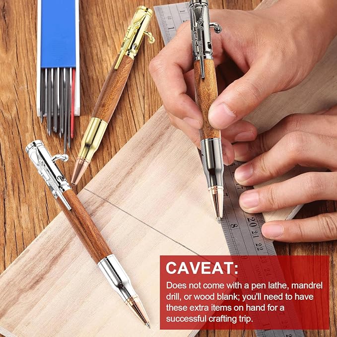 QZQUFJ 6 Piece Woodturning Bolt Action Pen Set for Men, Custom Pens Personalized, Fancy Cool, Unique Pen Sets for Gift, Bullet Engraved Wood, Rifle Gun Customized Pen