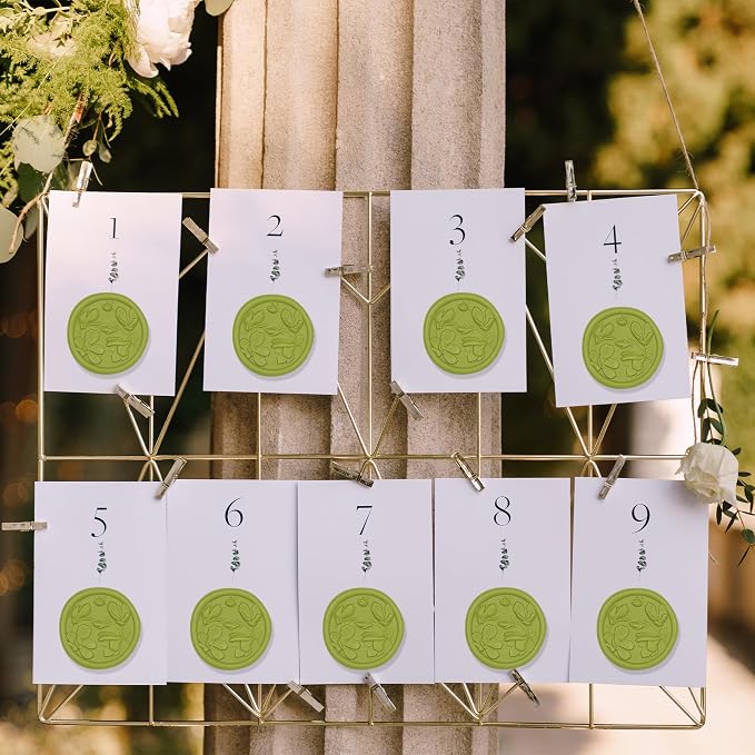 UNIQOOO Wax Seal Stickers - 3D Magnolia Wedding Invitation Envelope Botanical Seal Stickers, 50 Pcs Self- Adhesive Chartreuse Green Stickers, Perfect for Invitation, Christmas, Gift Wrapping, Party