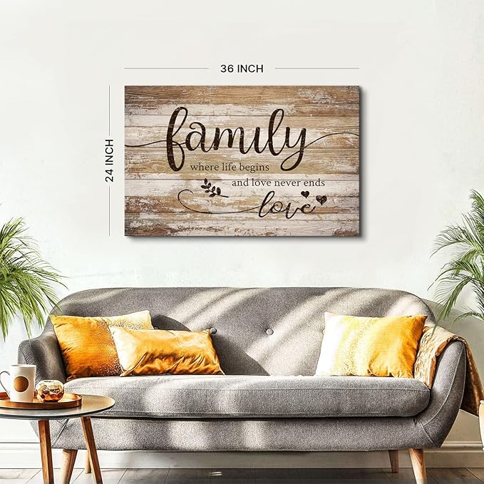 Large Family Canvas Wall Art for Living Room Bless This Home Wall Decor Rustic Kitchen Signs Pictures Vintage Farmhouse Family Painting Prints Christian Artwork Bedroom Office Home Decorations 24x36”