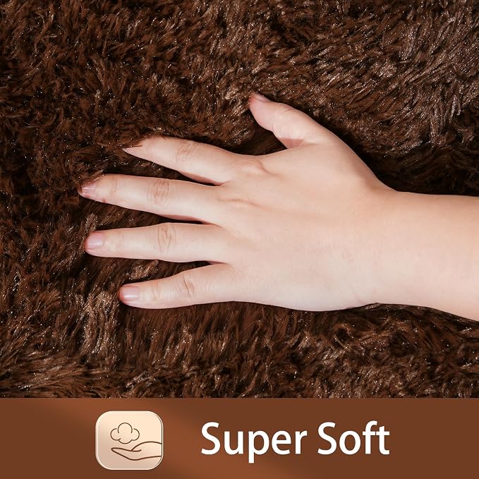 HOMORE Runner Rug 2x4 Brown Rug for Bedroom, Fluffy Runner Rugs for Hallway Bedside, Long Rugs for Living Room Kids Room, Soft Carpet for Dorm Indroor Entrance