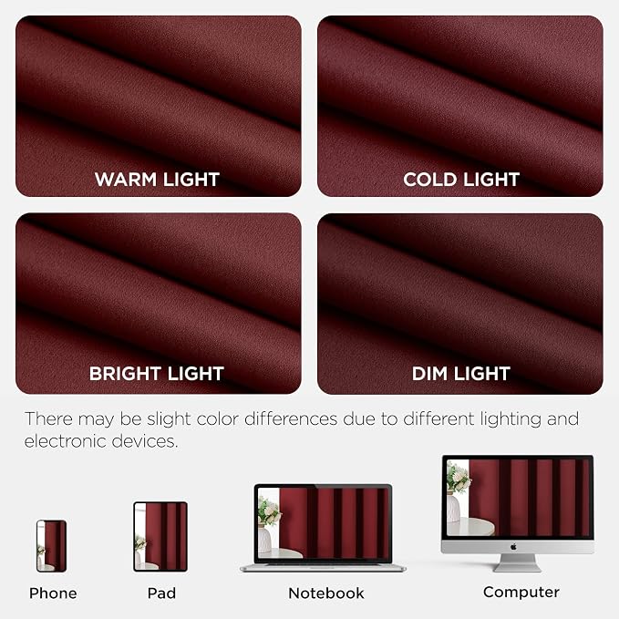 Joydeco Blackout Patio Sliding Door Curtains 96 Inches Long, Grommet Privacy Room Divider Curtains, Extra Wide Thermal Blackout Drapes for Bedroom Living Room (Burgundy Red, 70Wx96L, 1 Panel)
