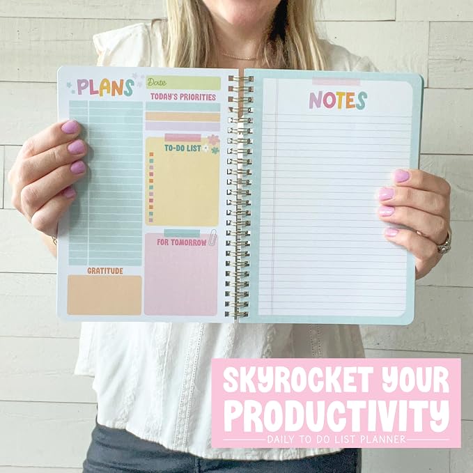Hadley Designs Undated Daily Planner with Hourly Schedule - Daily Planner Undated with Notes Section for Academic Year, To Do List Notebook for Work, ADHD Day Planners, Teacher Supplies & Must Haves