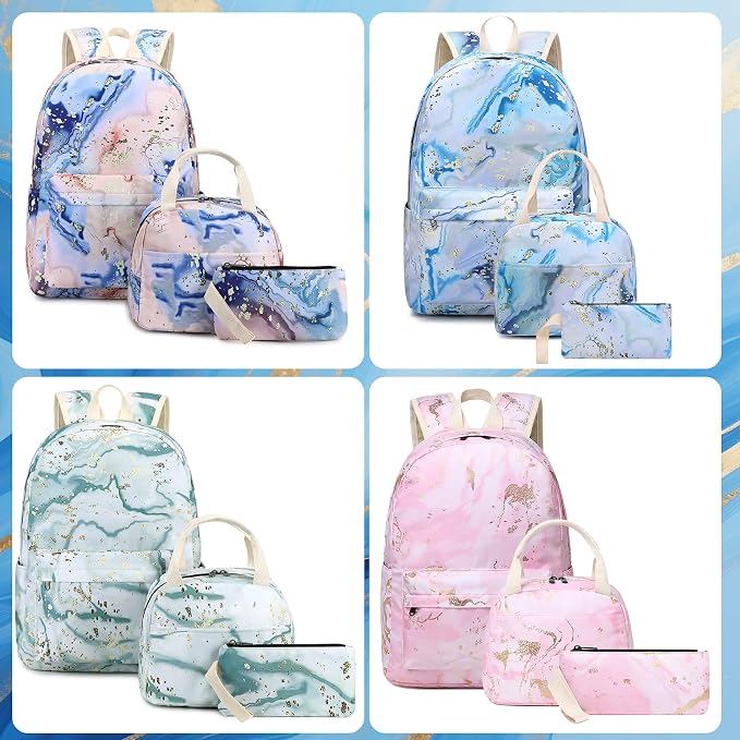Bluboon Teen Girls School Backpack Kids Bookbag Set with Lunch Box Pencil Case Travel Laptop Backpack Casual Daypacks (Pink)
