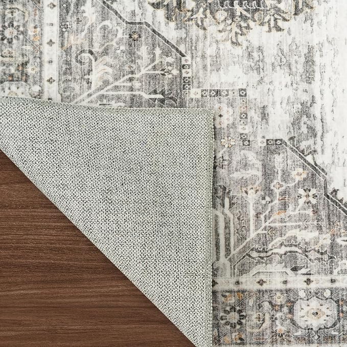 RUUGME Living Room Rugs 10x12 - Soft Area Rugs for Living Room Stain Resistant Carpet Vintage Lightweight Rug for Bedroom with Non Slip Backing Indoor Ultra-Thin Rugs Home Decor 10x12 Grey
