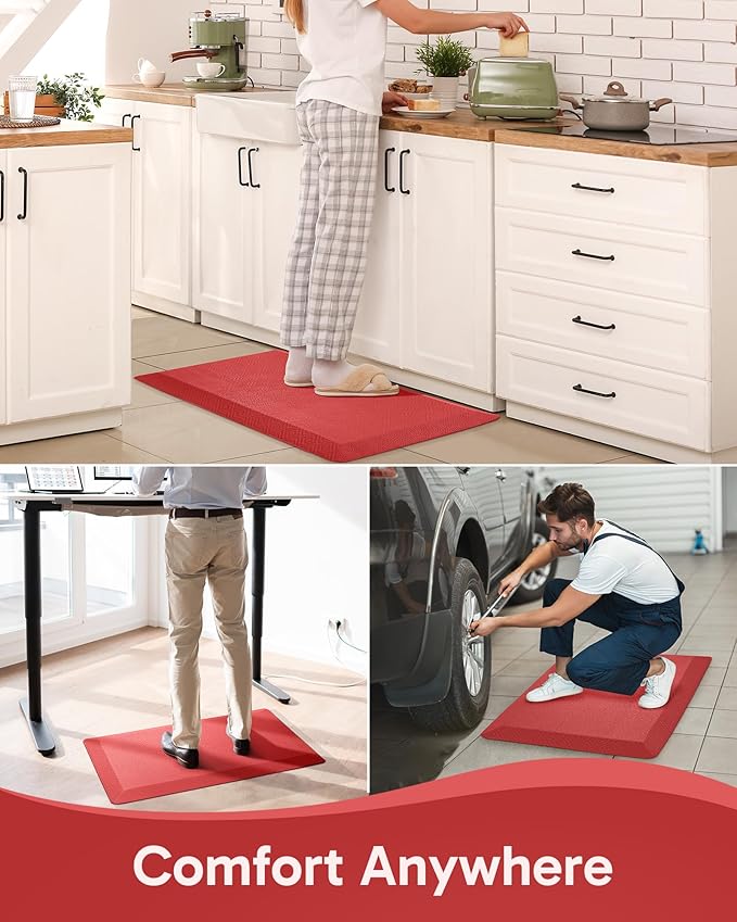 Ophanie Kitchen Mats for Floor,3/4 inch Thick,20x48 Anti Fatigue Cushioned Mat with 99+ Pairs of Anti-Slip Bottom Ridges,Kitchen Rugs,Waterproof,Comfort Ergonomic Standing Mat for Office,Home,Sink