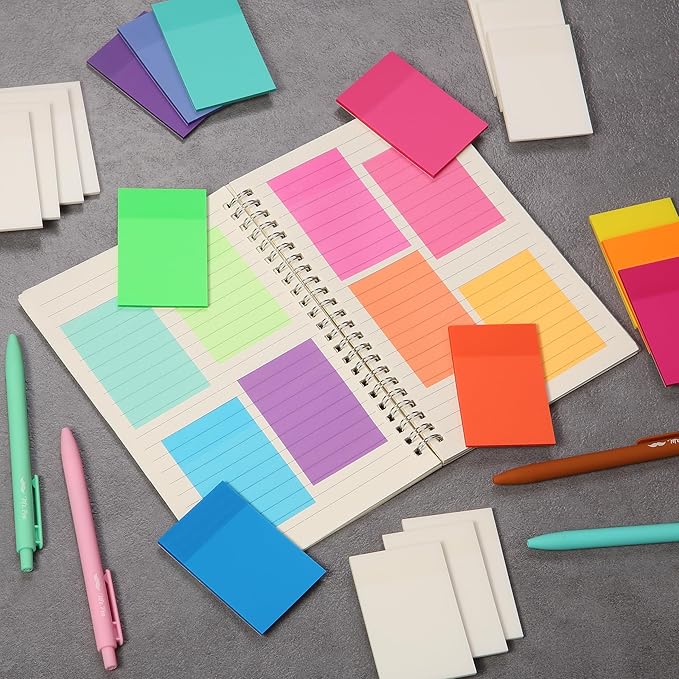 Mr. Pen- Transparent Sticky Notes, 3”x2”, 20 Pads, 1000Sheets, Colorful & Clear See Through Sticky Notes, Stocky Notes for Bible Journaling