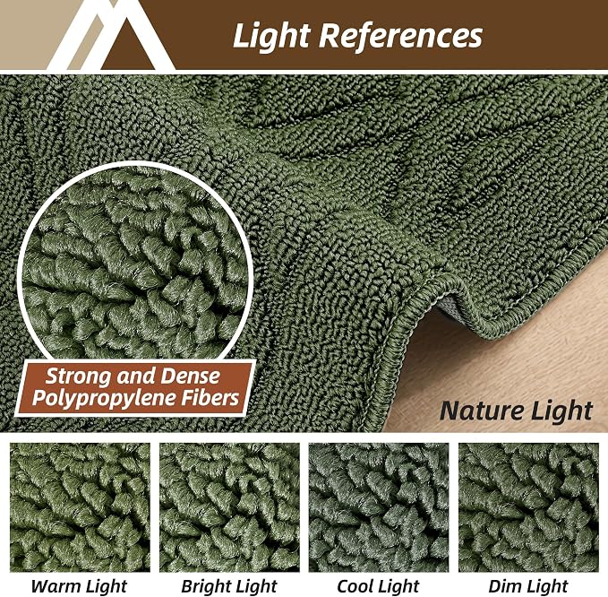 COSY HOMEER 60x24Inch/35X24Inch Kitchen Rugs Sets Non-Slip Washable Kitchen Mats for Floor Polypropylene Absorbent Kitchen Runner for Kitchen Sink Hallway Entryway(Green)